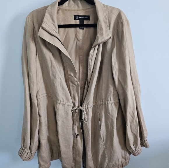 INC International Concepts Tan Utility Jacket Relaxed Fit 100% Linen XL - Picture 1 of 4